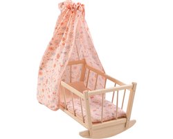 howa Poppen Schommelbedje Poppenbed "miniflowers" , van hout 1706