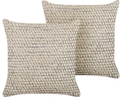 HOWEA - Sierkussen set van 2 - Beige - 45 x 45 cm - Katoen