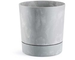 HowHomely Azalea - Bloempot met Schotel - Grijze Betonlook - Weerbestendig - Binnen en Buiten