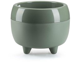 HowHomely Botanica Serie - Bloempot op Poten - Grijsgroen - Modern - Kunststof