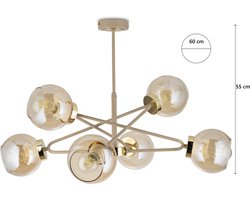 HowHomely - Kroonluchter - Beige - Galvanisch Goud - Amber Glas