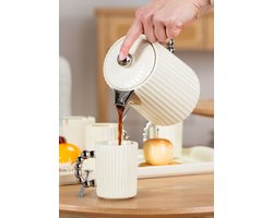 HowHomely Luca Silver Cream - Koffieservies - Porselein - Metalen Accenten - Kremekleurig