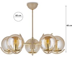 HowHomely Serie - Kroonluchter - Beige - Galvanisch Goud - 5xE27