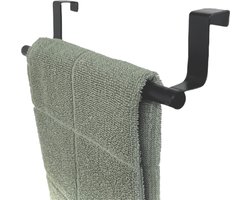 Hoya living - Handdoekhouder keukenkastje - VALI 23cm Zwart - voor 1 handdoekje - inclusief Nano plakstrips