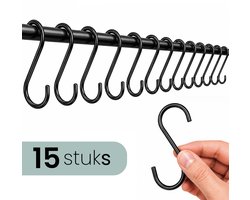 Hoya living - S haken Zwart - 15 stuks - 9,5cm (middelgroot) - ophanghaken - kapstokhaken - S haakjes
