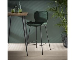 Hoyz - Barstoel Velvet - Groen - 4 stuks