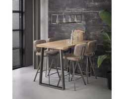 Hoyz - Bartafel Industrieel - Massief Mangohout - Blank - Trapezium - 135x70x92
