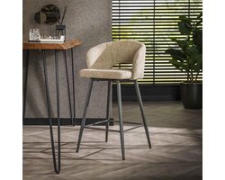 Hoyz Collection - Barstoel Boucle Salon - 2 Stuks - Boucle Zandkleur