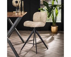 Hoyz Collection - Barstoel Comfort Draaibaar - Boucle Zandkleur - 2 Stuks
