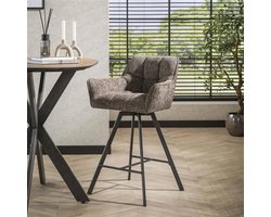 Hoyz Collection - Barstoel Raster Draaibaar - 2 Stuks - Rich Taupe