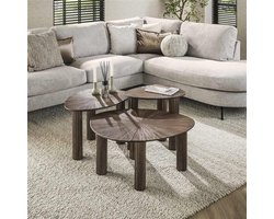 Hoyz Collection - Bijzettafel Driehoek Maya Teak - Teak Rust Brown - Set van 3