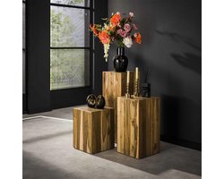 Hoyz Collection - Bloemenzuil Bole - 35x35x45 - Massief Gerecycled Teakhout