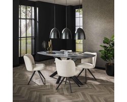 Hoyz Collection - Eetkamertafel 180 Deens Ovaal - 3D Melamine Slate Stone