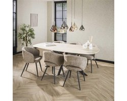 Hoyz Collection - Eetkamertafel 180 Deens Ovaal Romano - Travertin 3D Keramiek