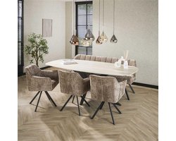 Hoyz Collection - Eetkamertafel 215 Deens Ovaal Romano - Travertin 3D Keramiek