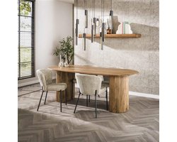 Hoyz Collection - Eetkamertafel 215cm Wave - Massief Mango Zandkleur