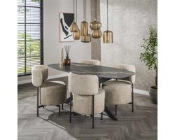 Hoyz Collection - Eetkamertafel Spider Deens Ovaal 180 - Ceramic Fossil Black