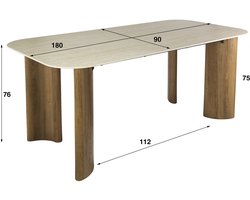 Hoyz Collection - Eettafel Romano Curvo 180cm - Keramiek Travertin