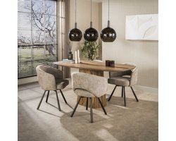 Hoyz Collection - Eettafel Wave Centro Deens Ovaal 180cm - Massief Mango Zand
