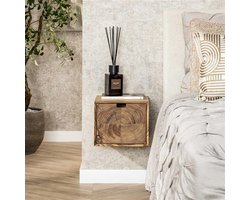 Hoyz Collection - Nachtkastje Block Zwevend 1 Lade - Massief Acacia Naturel