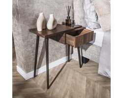 Hoyz Collection - Nachtkastje Carve 1 Lade Links - Massief Acacia Bruin