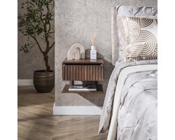 Hoyz Collection - Nachtkastje Carve Shelve Zwevend 1 Lade - Massief Acacia Bruin