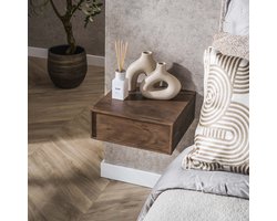 Hoyz Collection - Nachtkastje Frame Zwevend 1 Lade Verpakt Per 2 - Massief Acacia Bruin