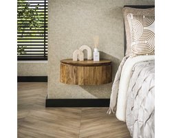 Hoyz Collection - Nachtkastje Wave Rond - Massief Mango Zandkleur