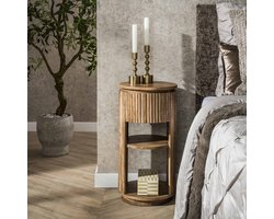 Hoyz Collection - Nachtkastje Wave XS Rond 1 Lade - Massief Mango Zand