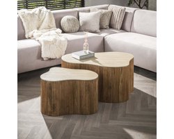 Hoyz Collection - Salontafel Nuovo Shamrock Set Van 2 - Massief Mango Zand