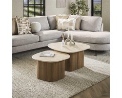 Hoyz Collection - Salontafel Romano Kiezel - Ceramic Travertine - Set van 2