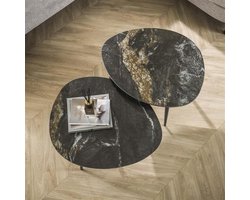 Hoyz Collection - Salontafel Set-2 Organisch Fossil - Keramiek Zwart