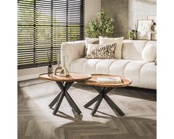 Hoyz Collection - Salontafel Spider - Massief Acacia Naturel - Set van 2