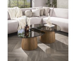 Hoyz Collection - Salontafel Tinto Driehoekig Set Van 2 - Brons Glas