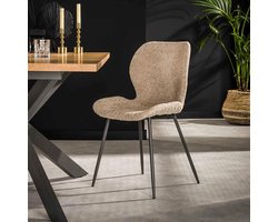 Hoyz Collection - Stoel Ronde Buis 4 Stuks - Boucle Zandkleur