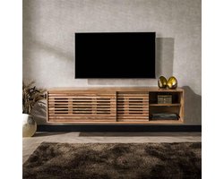 Hoyz Collection - TV-meubel 150cm Zwevend 2 Deuren Slide - Massief Acacia Naturel