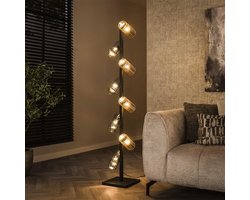 Hoyz Collection - Vloerlamp 8L Cylinder Mixed Glass (G9) - Artic Zwart