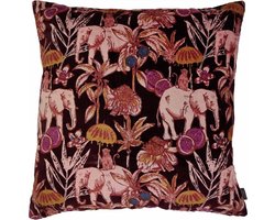 Hoyz | Elephant Print Bordo Kussen | 60 X 60 | Sierkussen Voor Woonkamer Of Slaapkamer