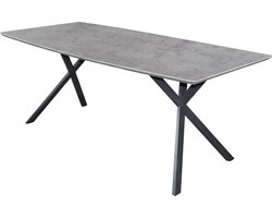Hoyz - Industriele Eetkamertafel - Ovaal Blad - Zwart Gepoedercoat Frame - 160x90x76