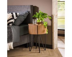 Hoyz - Nachtkastje 1L tweak rond / Massief mango zandkleur