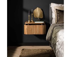 Hoyz - Nachtkastje Wave - Hangend 1Lade - Mangohout - Zandkleur - 21x45x40