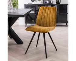 Hoyz - Stoel Velvet - Straight Stitch - Goudkleurig - 4 stuks
