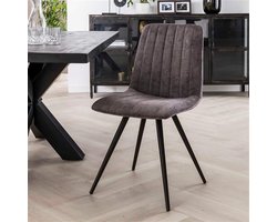 Hoyz - Stoel Velvet - Straight Stitch - Grijs - 4 stuks