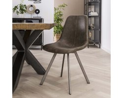 Hoyz - Stoel zig-zag patroon - Taupe - PU leder - 4 stuks