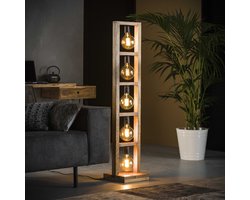 Hoyz - Vloerlamp Industrieel - 5 Lampen - Modulo - Houten Frame