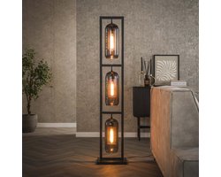 Hoyz - Vloerlamp Tower 3L - Smoke Glas - Artic Zwart