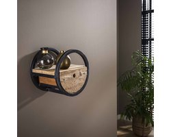 Hoyz - Wandschap Circular - Ø30 - Met Lade - Hout - Bruin