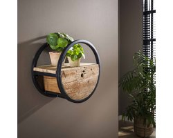 Hoyz - Wandschap Circular - Ø40 - Met Lade - Hout