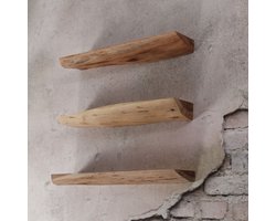 Hoyz - Wandschap Edge - 60cm - Set van 3 - Bruin