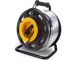 HQ-Power Flexibele led-lichtslang op haspel, 6500 °K, 2850 lm, perfect voor het verlichten van bouwwerven, traphallen, liftschachten enz., geschikt voor gebruik binnen- en buitenshuis, 30 m, koud wit